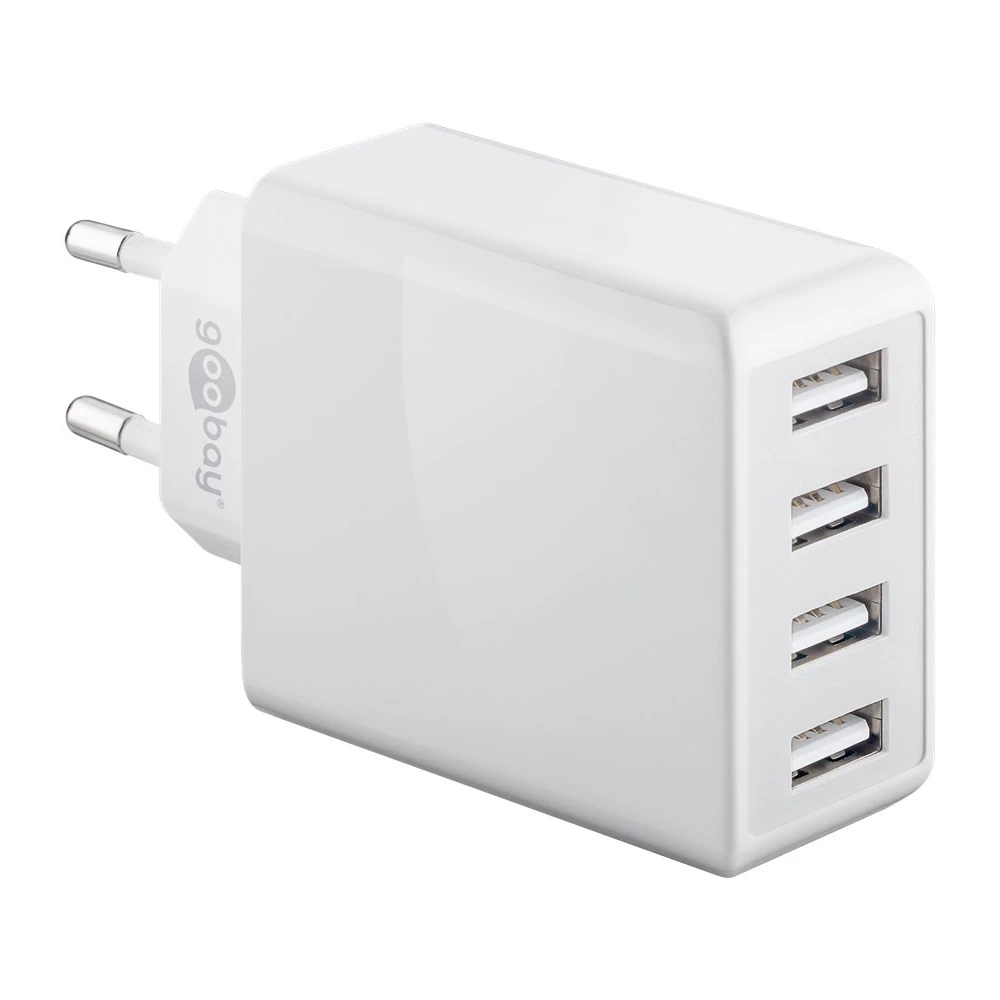 4 Ports Usb Oplader 30w Hvid fra Goobay