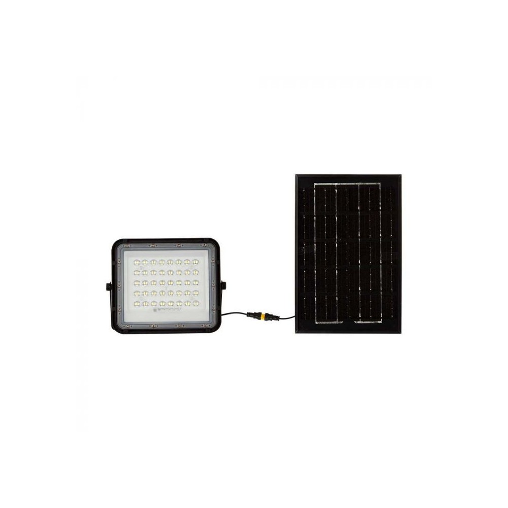 V Tac 6w Solcelle Projektør Led Sort, Inkl. Solcelle, Fjernbetjening, Indbygget Batteri, Ip65 Kulør : Neutral fra V-tac