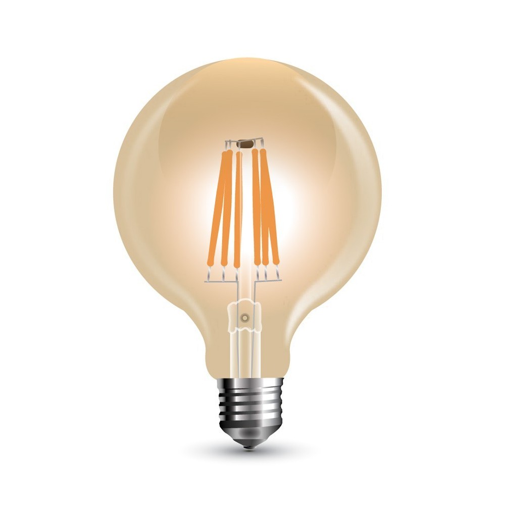 V Tac 8w Led Globepære   Kultråd, ø12,5 Cm, Dæmpbar, Ekstra Varm Hvid, E27   Dæmpbar : Dæmpbar, Kulør : Ekstra Varm fra V-tac