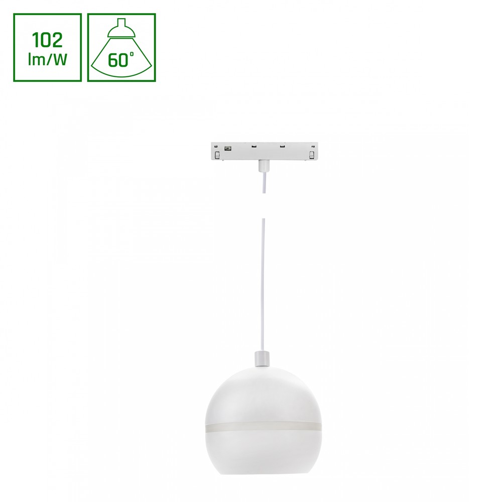 System Shift Basic   Globe P Ring Kuglelampe, Nedhængt, 90mm, 10w, 2700k, Hvid   Dæmpbar : Ikke Dæmpbar, Kulør : Varm fra Spectrum