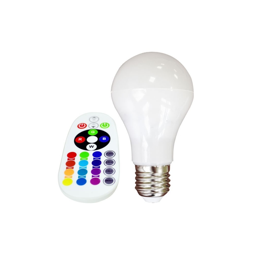 V Tac 6w Rgb Led Pære Med Rf Fjernbetjening, E27 Dæmpbar : Dæmpbar, Kulør : Rgb fra V-tac