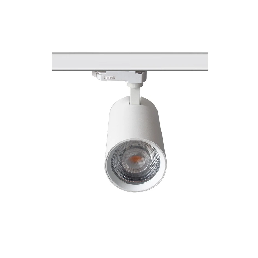 Hvid Skinnespot 28w   Flicker Free, Citizen Led, Ra90, 3 Faset   Dæmpbar : Ikke Dæmpbar, Farve På Hus : Hvid, Kulør : Varm, Spredning : 38° fra Ledlife