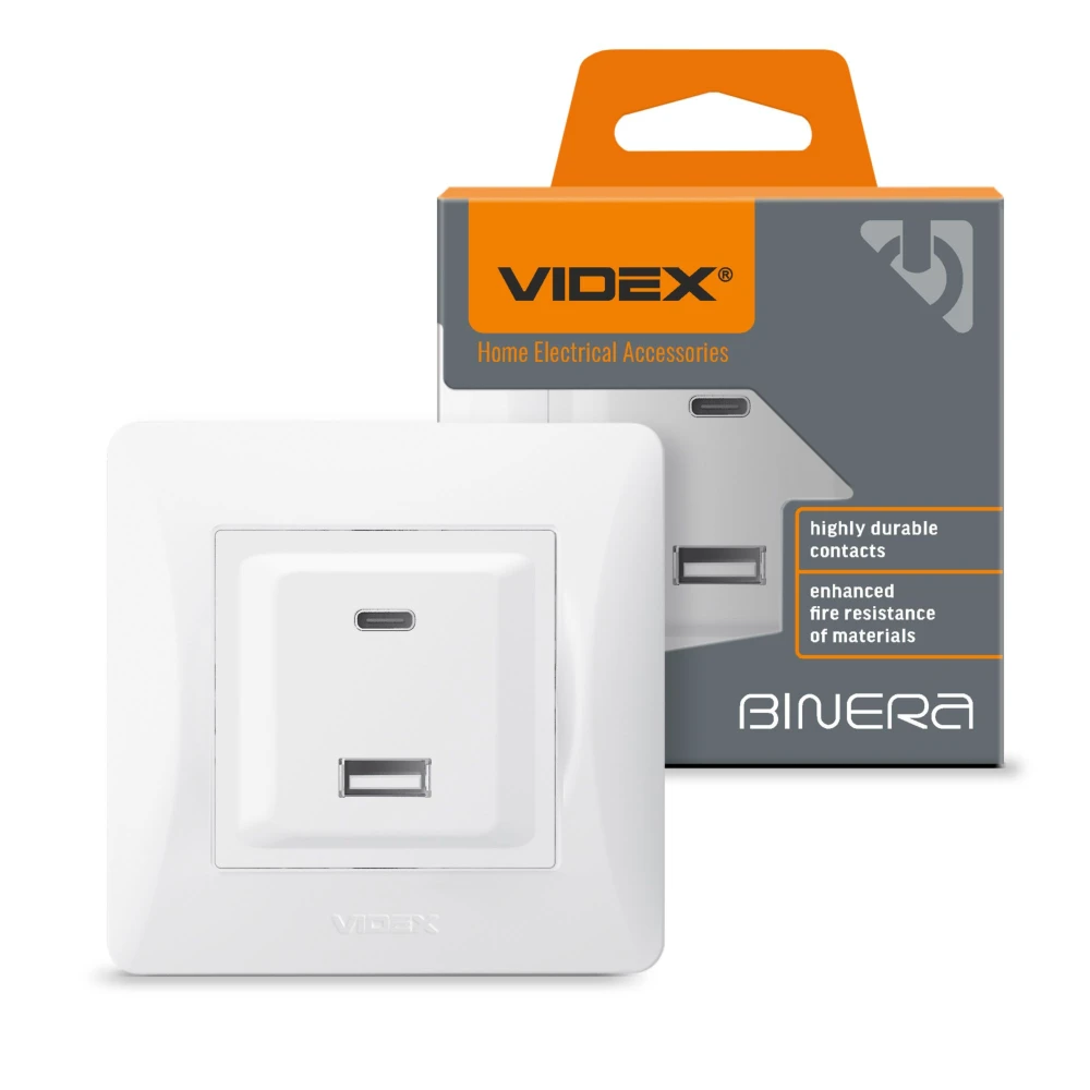 Stik   Usb A + Usb C Pd20w, Hvid fra Videx