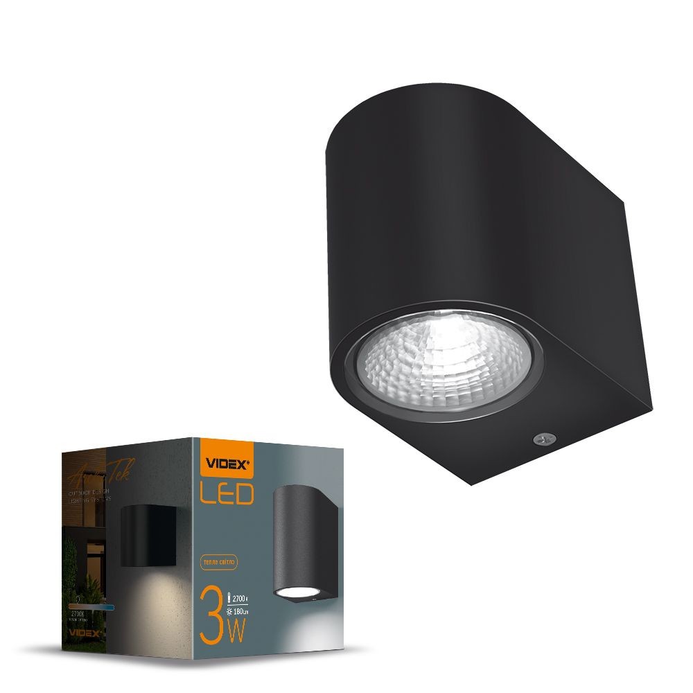 Pelle Facadebelysning 3w Sort, 230v, Lysstyrke 270, Forbrug 3 Kulør : Varm fra Videx