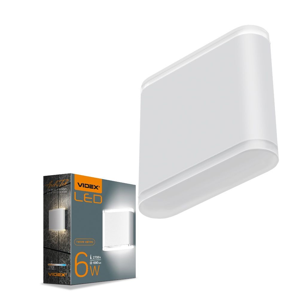 Evan Armatur 6w   Facade Dobbeltsidet, Hvid, 230v, Lysstyrke 660, Forbrug 6   Kulør : Varm fra Videx