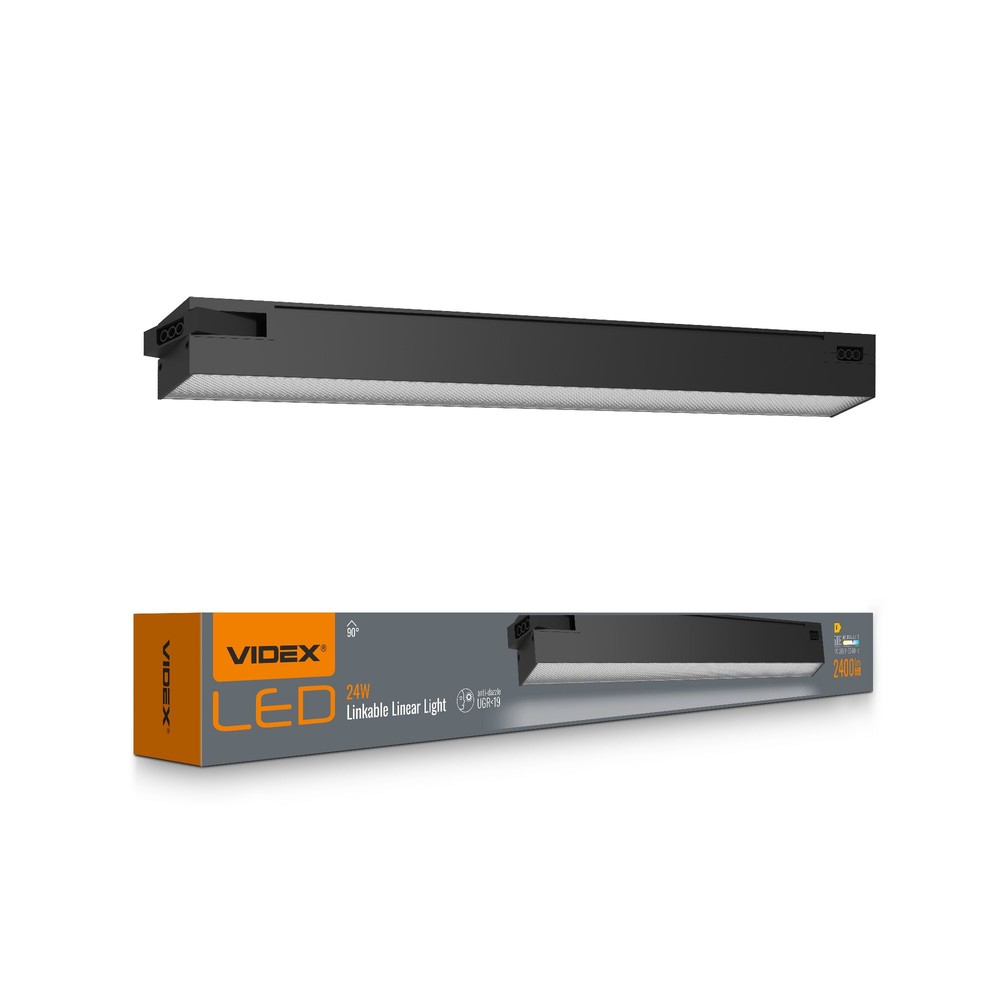 60 Cm Kædebar Linjelys 24w   5000k, Sort, 230v, 2400lm   Kulør : Neutral fra Videx