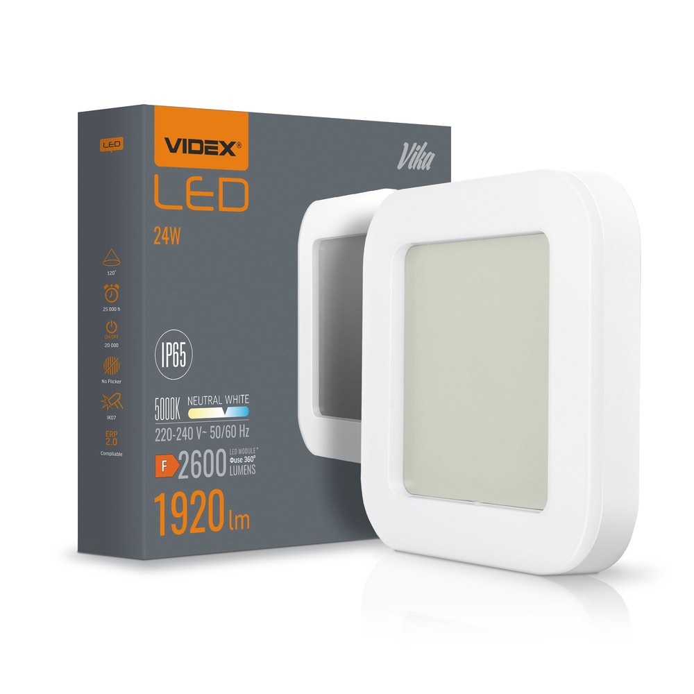 Vika Væglampe 24w   Neutral Hvid, 230v, 2600lm, Forbrug 24w   Kulør : Neutral fra Videx
