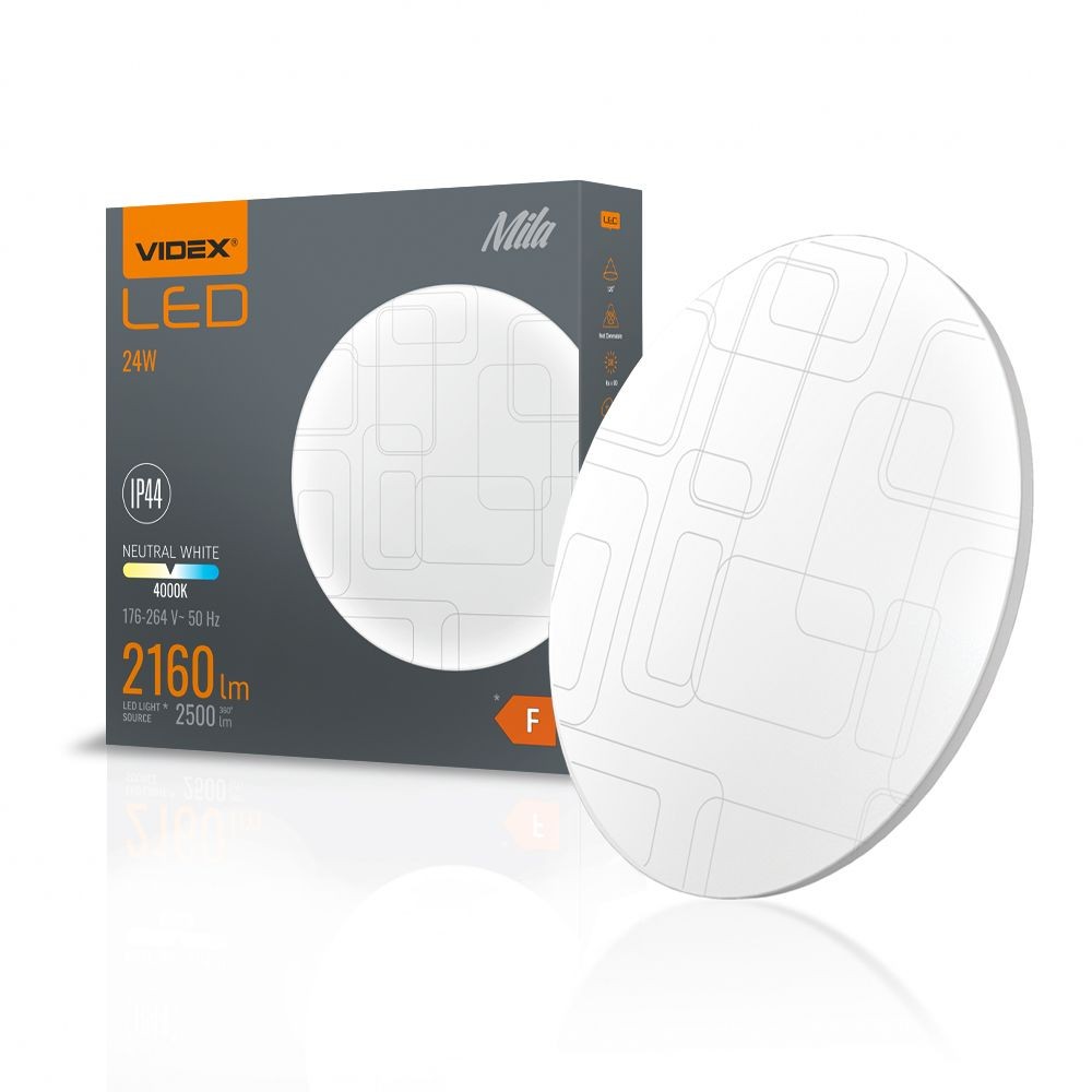 Mila Loftlampe 24w   Led, Neutral Hvid, 230v, 2500lm, Forbrug 24w   Kulør : Neutral fra Videx