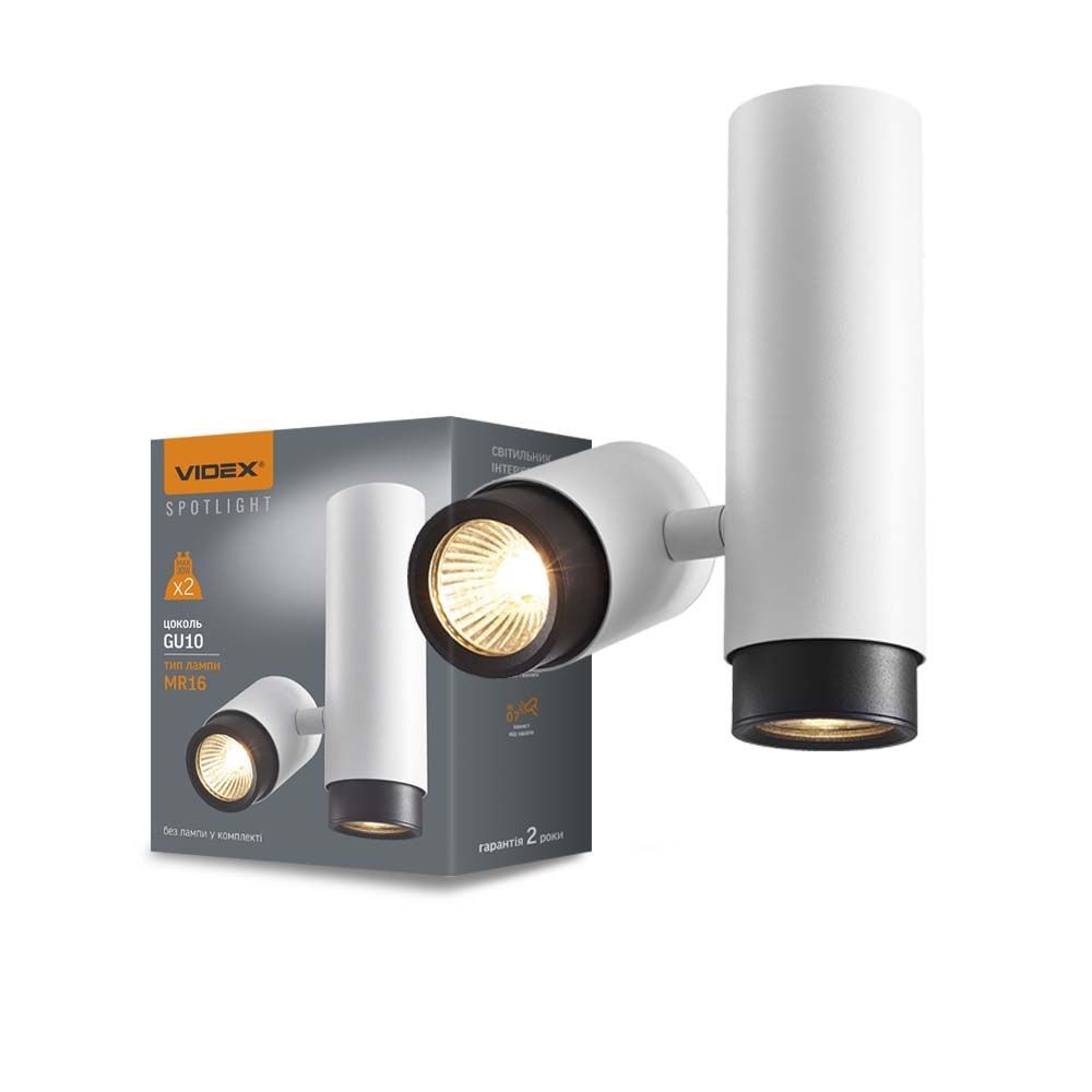 Ariza Loftspotlysarmatur Gu10   Hvid, Max 2x30w, 230v fra Videx