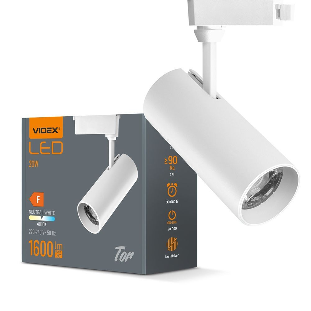 Tor Skinnespot Ra90   20w, Hvid, 1 Faset, 1f2w   Kulør : Neutral fra Videx