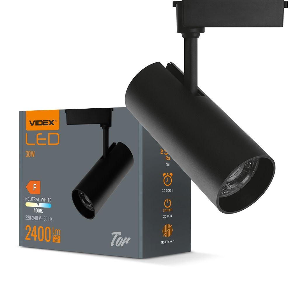 Tor Skinnespot Ra90   Sort, 30w, 1 Faset, 1f2w   Kulør : Neutral fra Videx