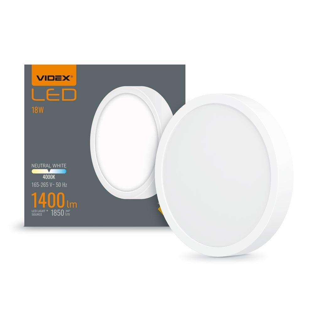 Led Loftlampe 18w   Rundt, Neutral Hvid, 230v, 1850lm, Forbrug 18w   Kulør : Neutral fra Videx