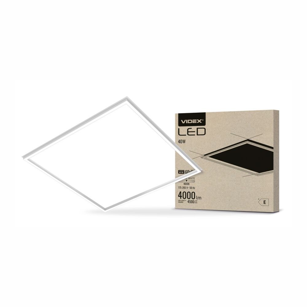 Pa404w Rammepanel 40w   Neutral Hvid, 230v, Lysstyrke 4500, Forbrug 40   Kulør : Neutral fra Videx
