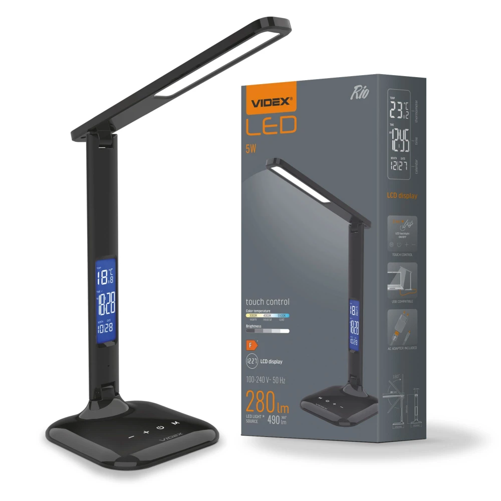 Rio 5w Led Bordlampe   Dæmpbar, Sort, 230v   Dæmpbar : 5 Step, Kulør : Neutral fra Videx