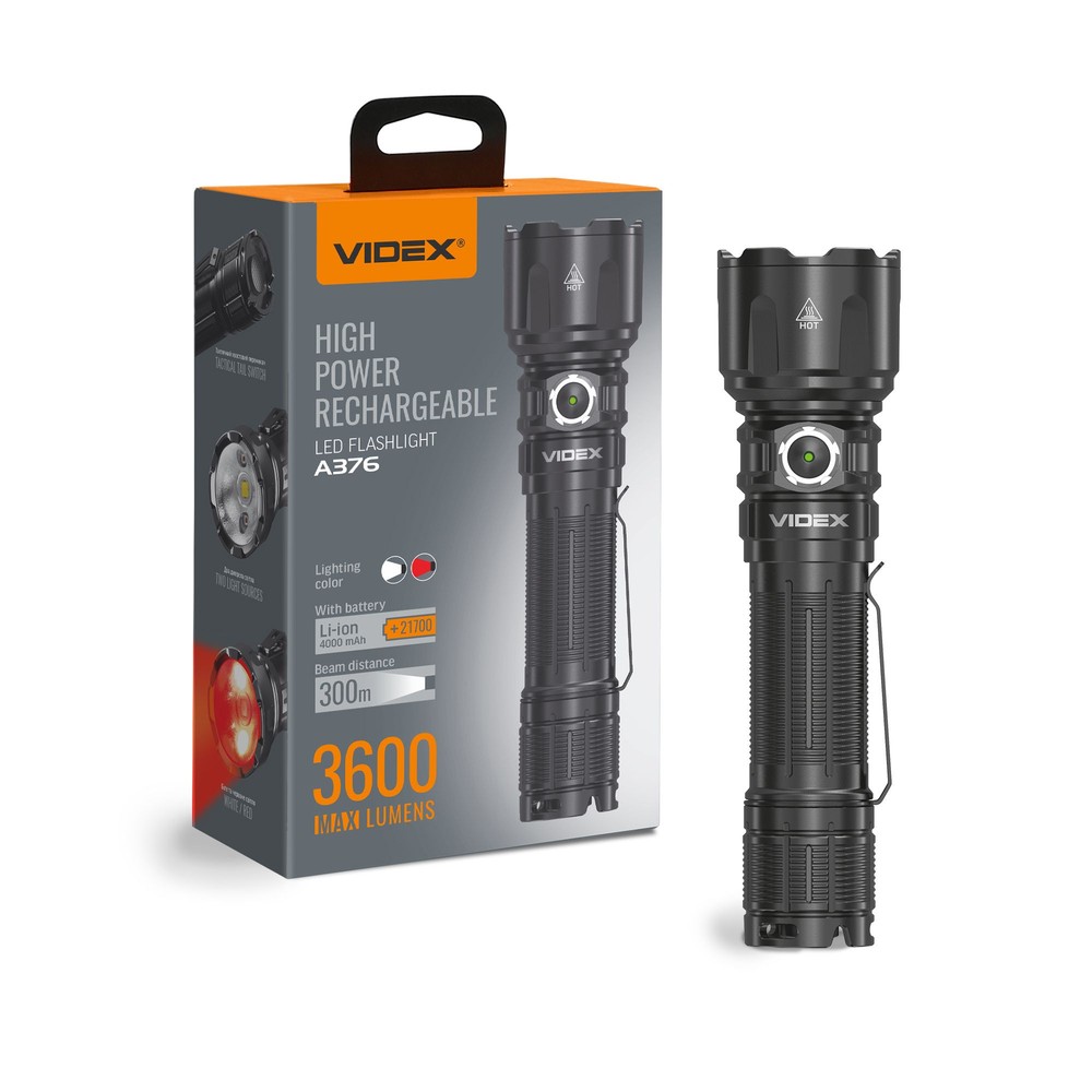 Kraftig Led Lommelygte 3600lm, 5000k, Genopladelig, Ip68, 20w Kulør : Neutral fra Videx