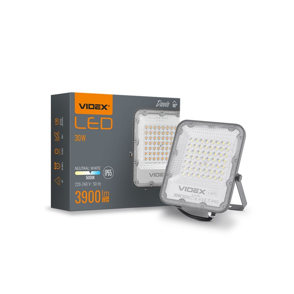 Davis Spotlys 30w   Led, Flood, Neutral Hvid, 230v, 3900lm, Forbrug 30w   Kulør : Neutral fra Videx