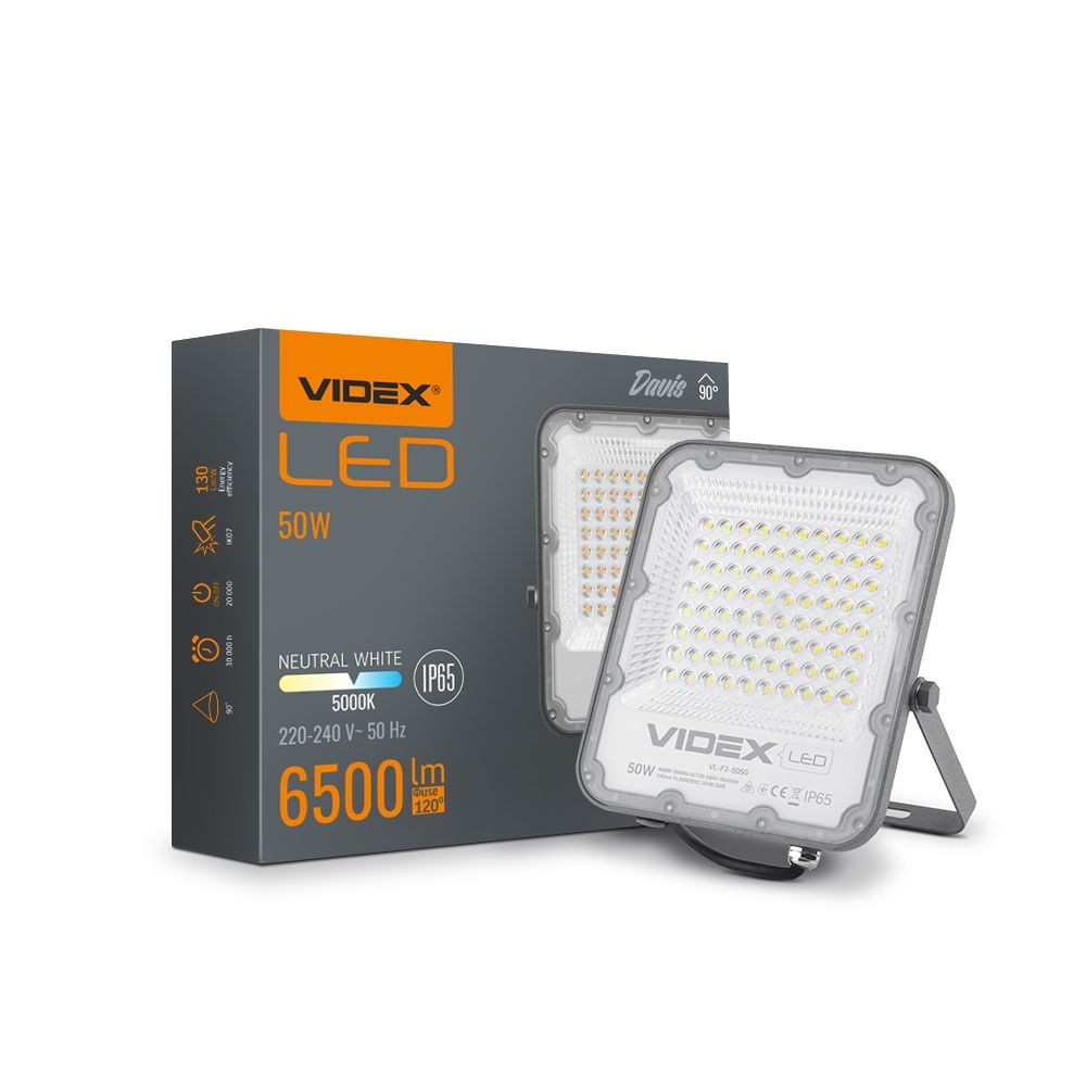Davis Spotlys 50w   Led, Flood, Neutral Hvid, 230v, Lysstyrke 6500, Forbrug 50   Kulør : Neutral fra Videx