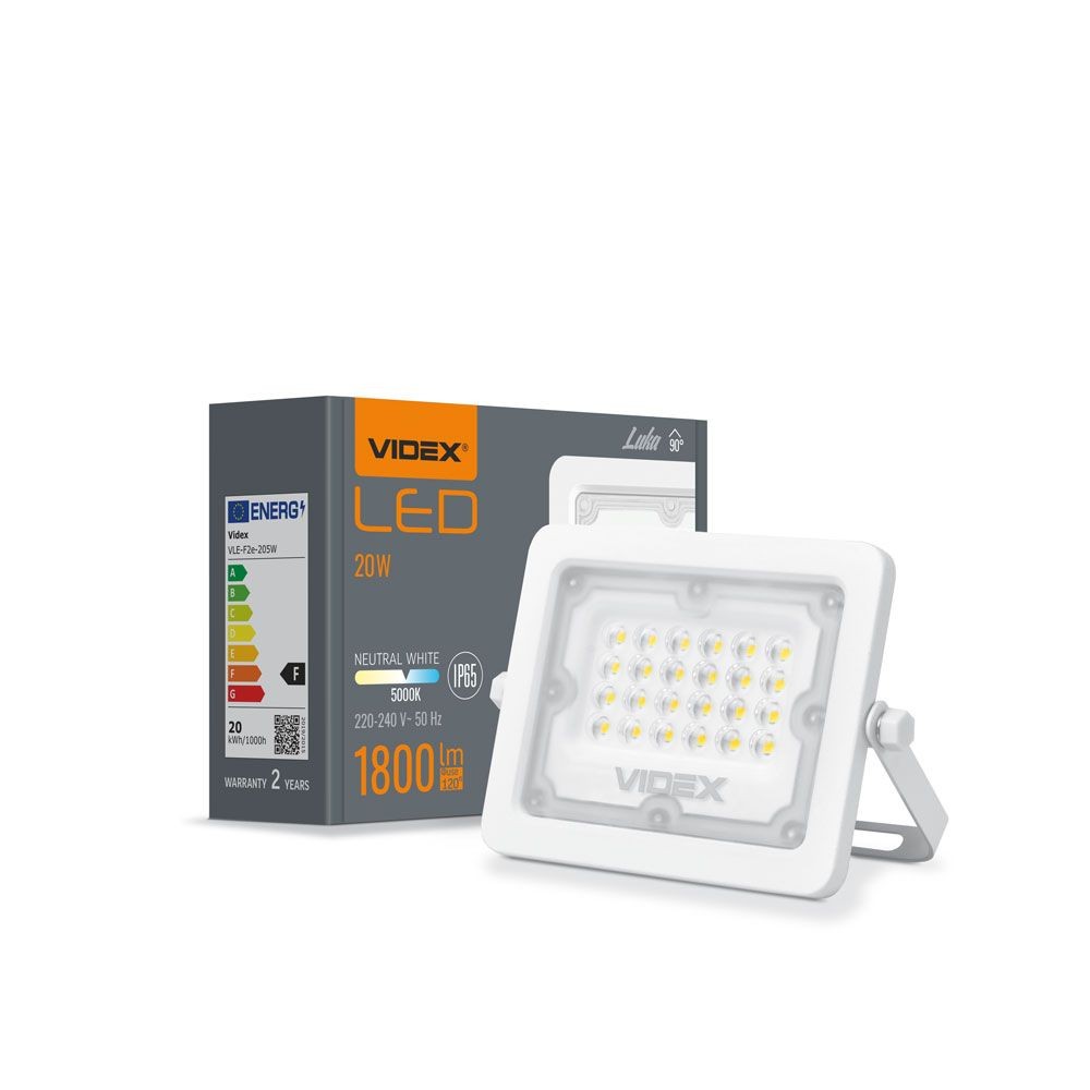 Luca Spotlys 20w   Led, Flood, Neutral Hvid, 230v, 1800lm, Forbrug 20w   Kulør : Neutral fra Videx