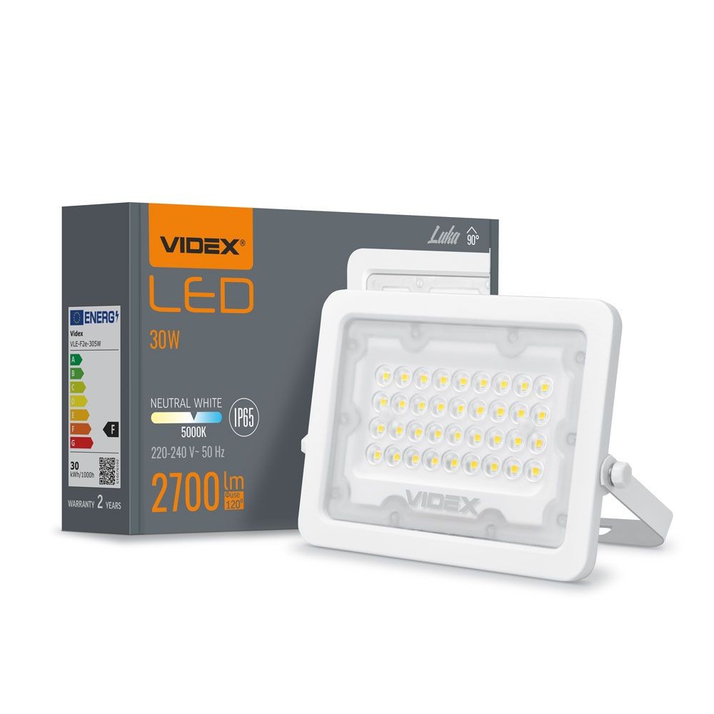 Luca Spotlys 30 W   Led, Flood, Neutral Hvid, 230 V, 2700 Lm, Forbrug 30 W   Kulør : Neutral fra Videx