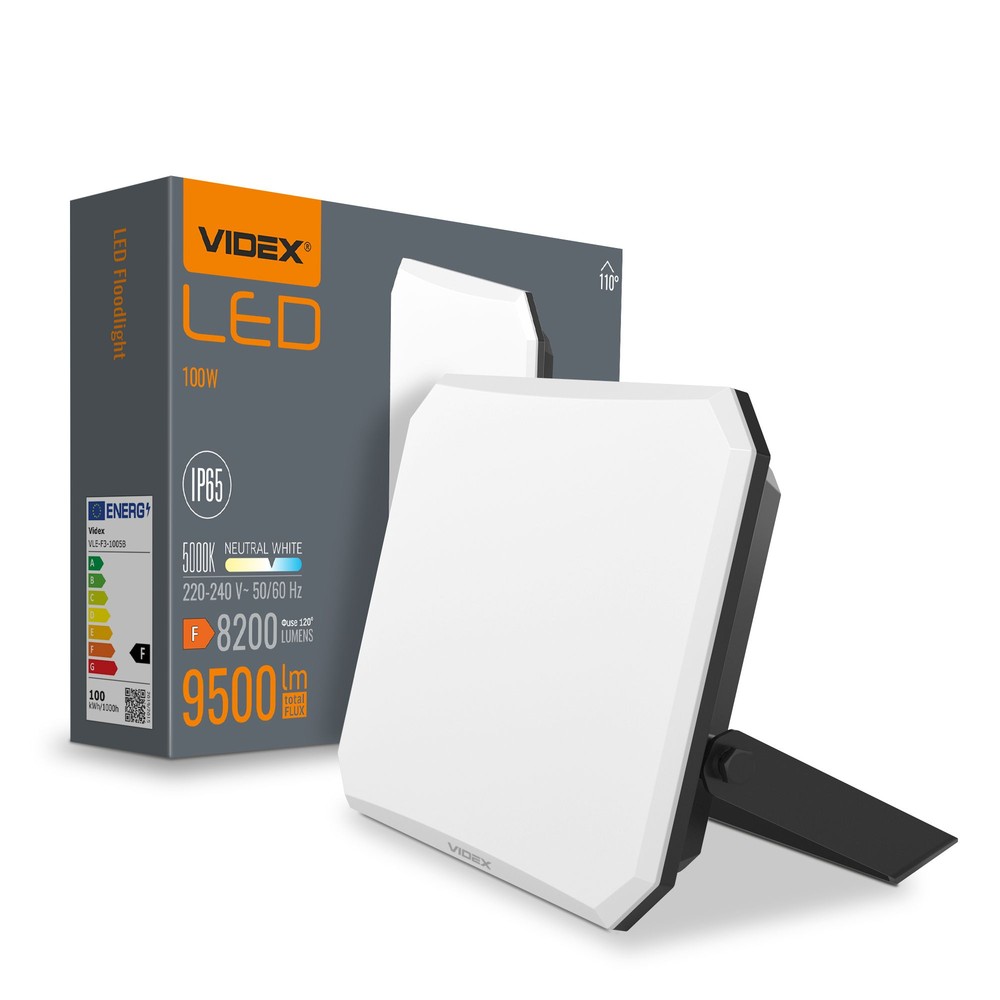 100w Led Projektør   5000k, 230v   Kulør : Neutral fra Videx