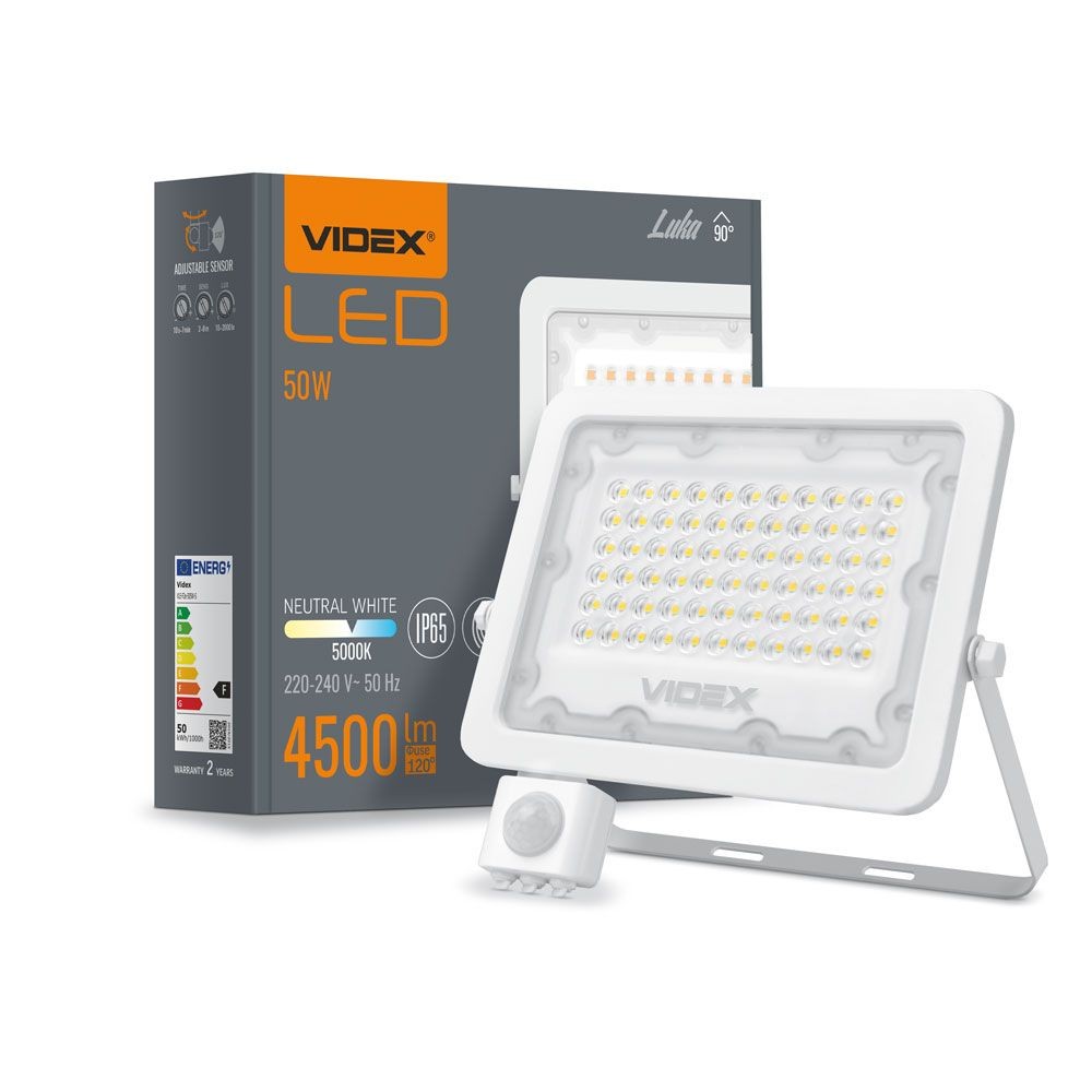 Luca Spot 50w   Led, Bevægelsessensor, Neutral Hvid, 230v, 4500lm, Forbrug 50w   Kulør : Neutral fra Videx