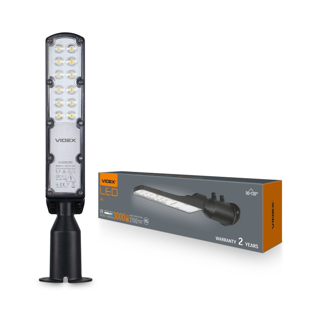 30w Led Gadelampe   Ip65, 5000k, 230v   Kulør : Neutral fra Videx