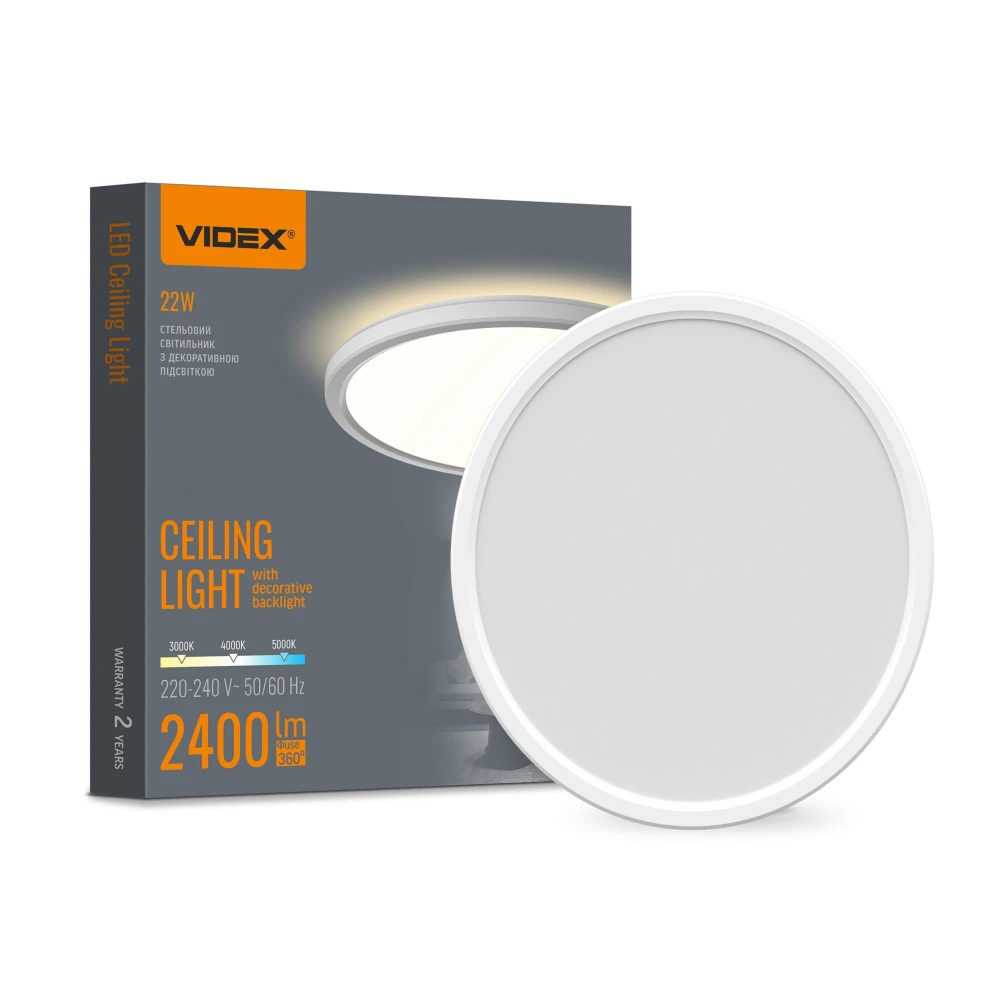 Dl5r Loftlampe 22w   Led, Dekorativ Bagbelysning, Cct Justerbar, 220v, Hvid   Kulør : Neutral fra Videx