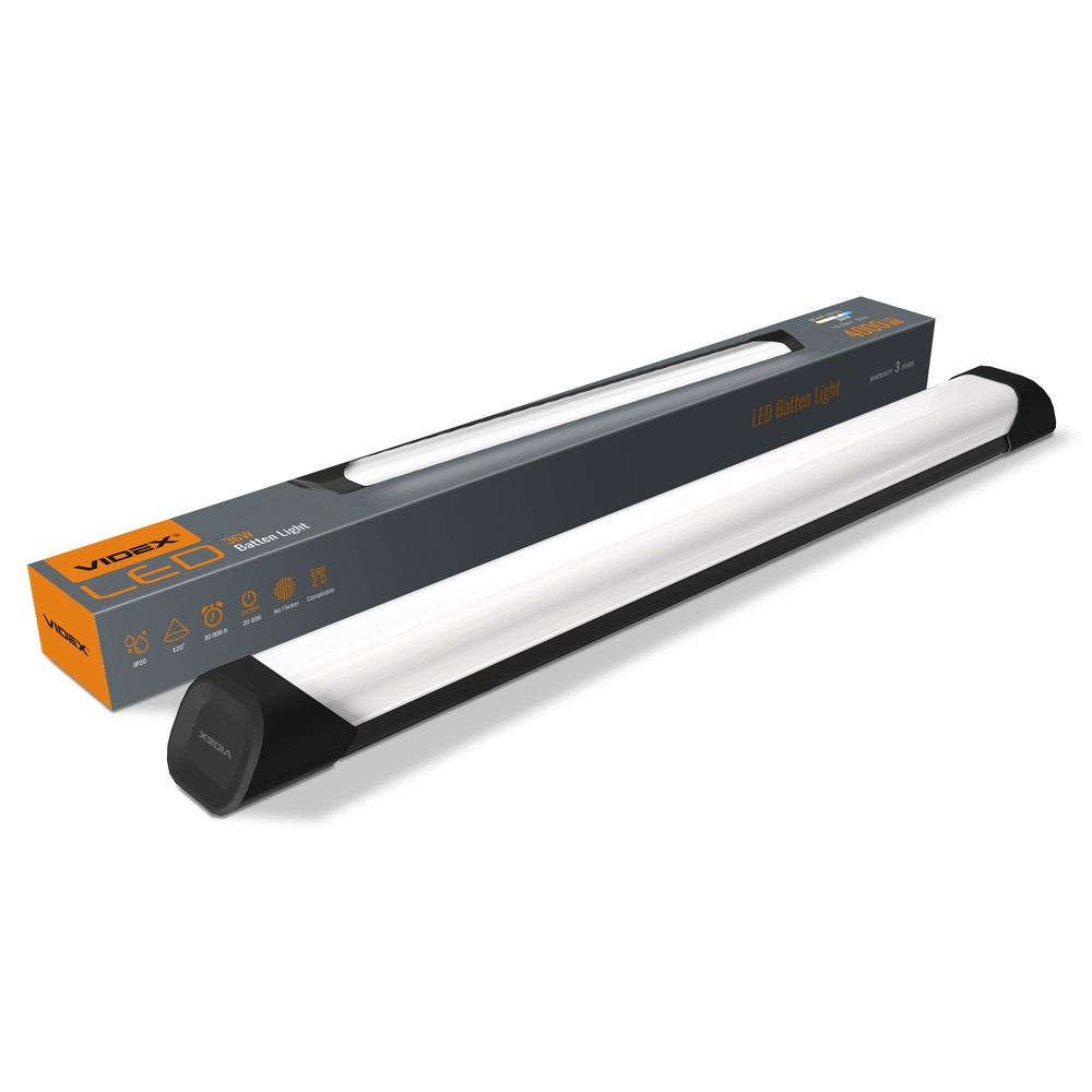60 Led Armatur 36w   5000k, Sort, 230v, 4000lm   Kulør : Neutral fra Videx