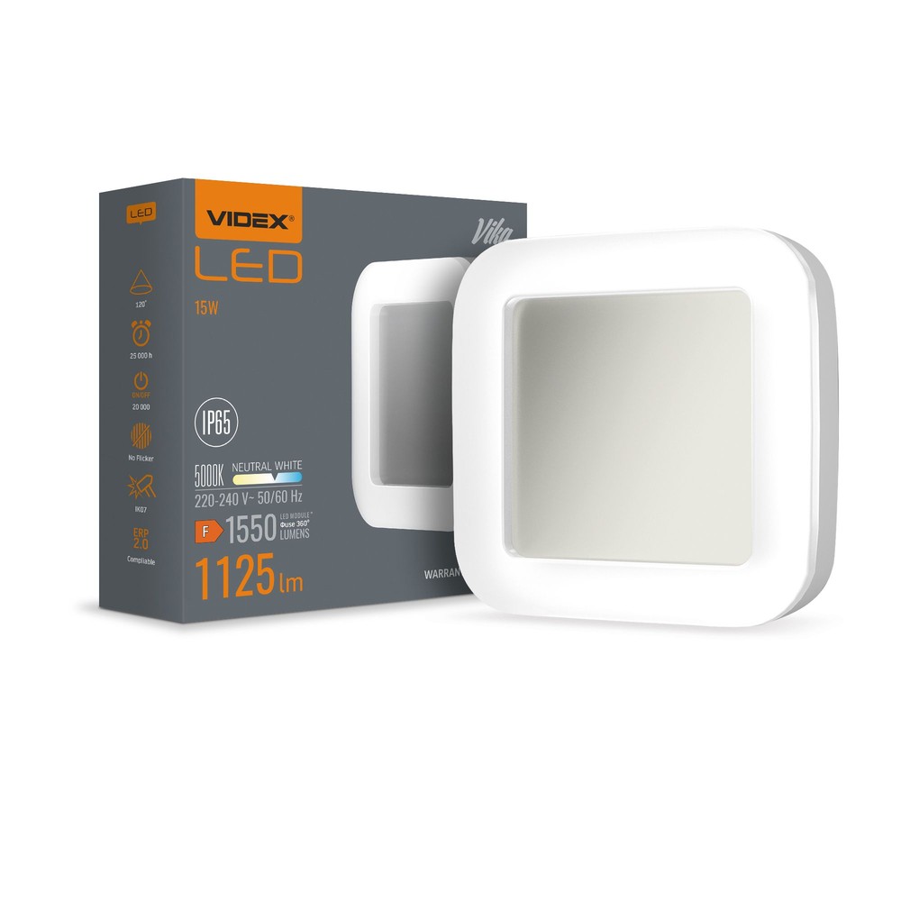 Vika Væglampe 15w   Neutral Hvid, 230v, 1550lm, Forbrug 15w   Kulør : Neutral fra Videx