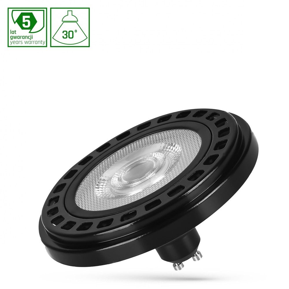 Ar111 Led 20w Gu10 230v, Cob, 30°, Neutral Hvid, Ra90, Premium, Sort, Dæmpbar : Ikke Dæmpbar, Kulør : Neutral fra Spectrum
