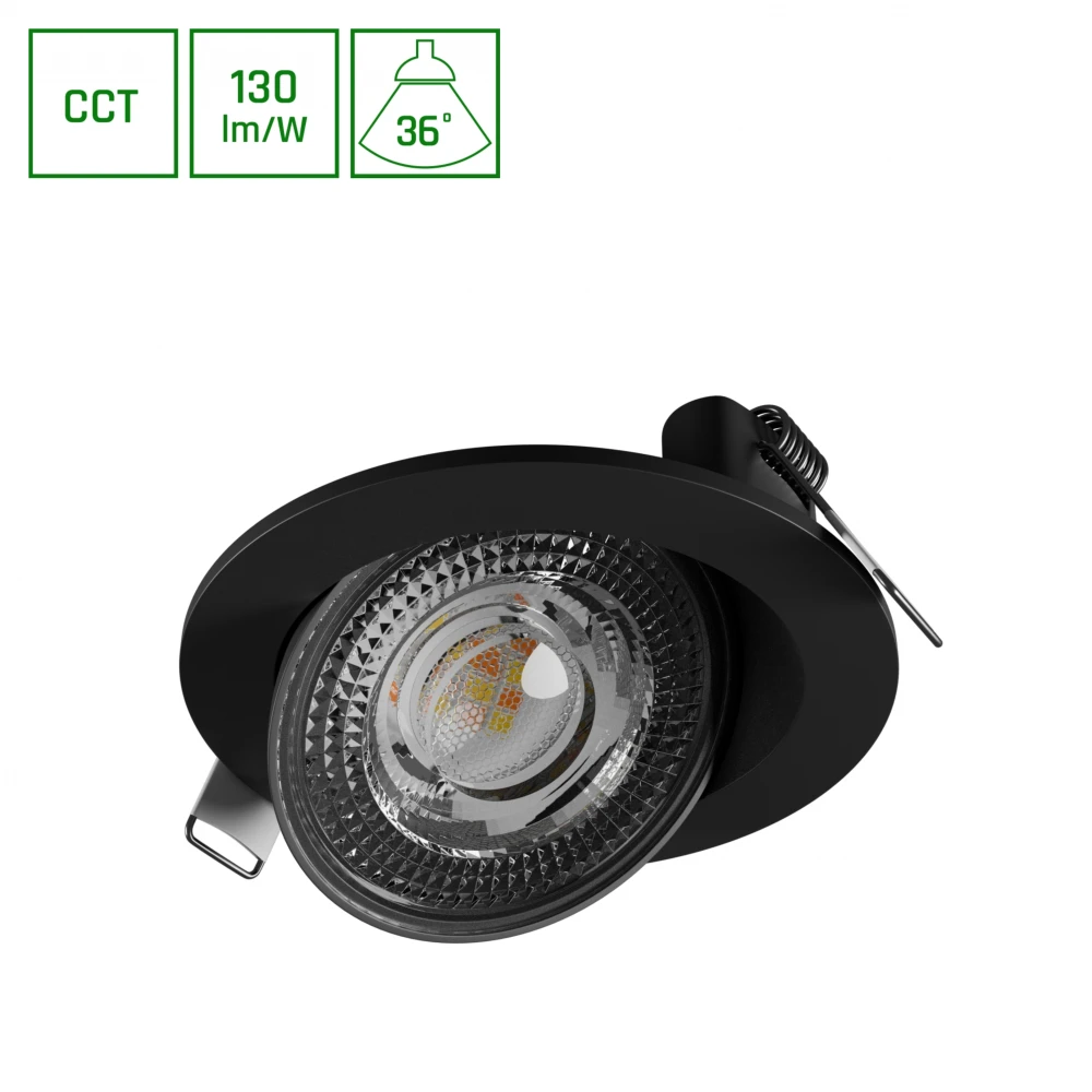 ø105x35 Mm Mobilo Loftslampe 6,5w Led, Cct, 230v, 36°, Ip20, Sort, Rund Dæmpbar : Ikke Dæmpbar fra Spectrum