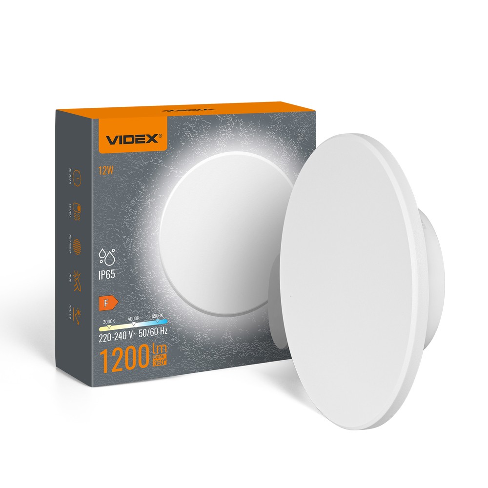 Led Lampe 12w   Vægmonteret, Ip65, Varm Hvid   Neutral   Kold Hvid   Kulør : Neutral fra Videx