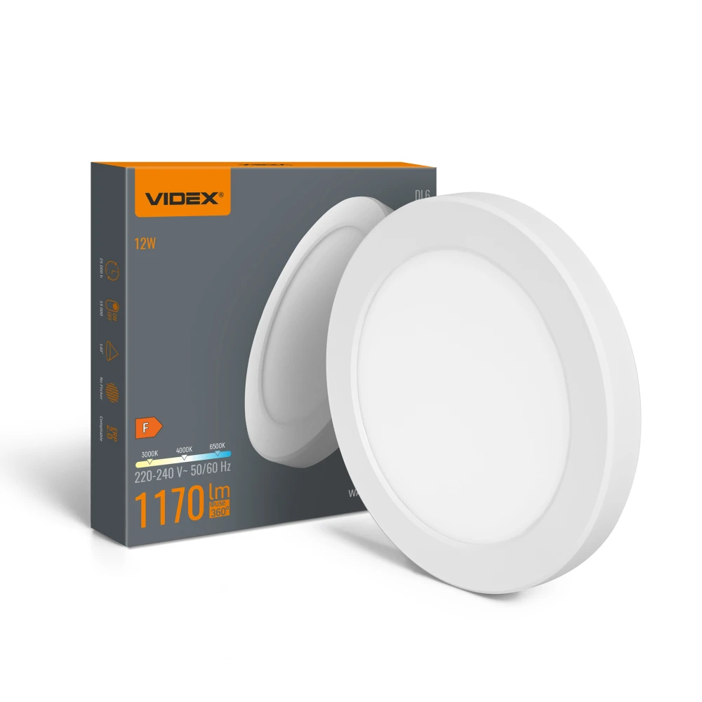 Dl6r Loftlampe 12w   Led, Varm Hvid, Neutral 6500k, 220v, Hvid   Kulør : Neutral fra Videx