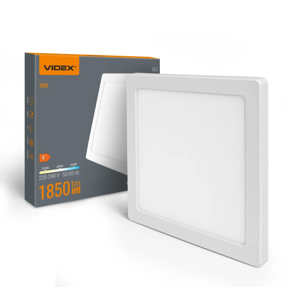 Dl6s Loftlampe 18w   Led, Varm Hvid, Neutral 6500k, 220v, Hvid   Kulør : Neutral fra Videx