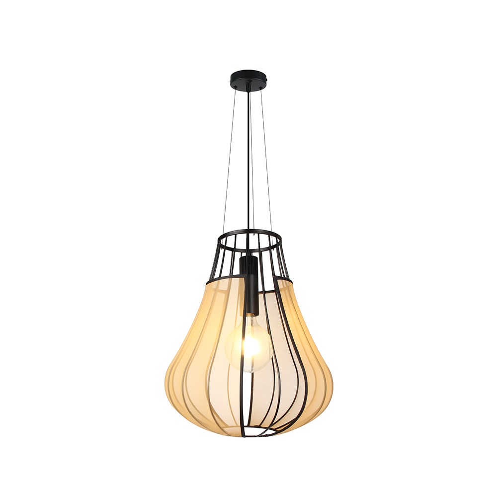 420x500 Mm Vt 89010 Hængelampe E27 Dekorativ, Mat Sort Med Beige, Metalserie fra V-tac