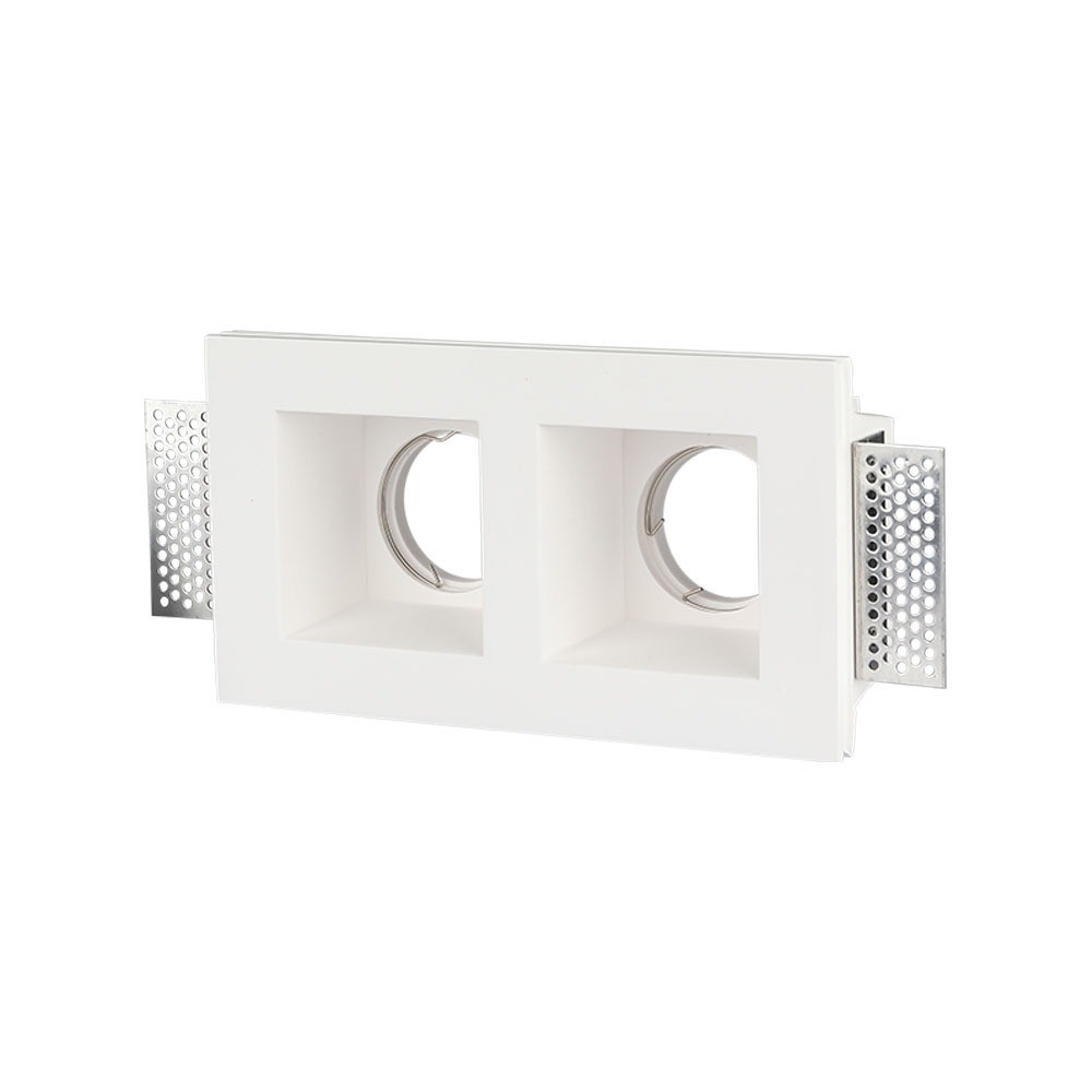 Gu10 Gipslampe Firkant, Hvid, 1x2 Holder fra V-tac