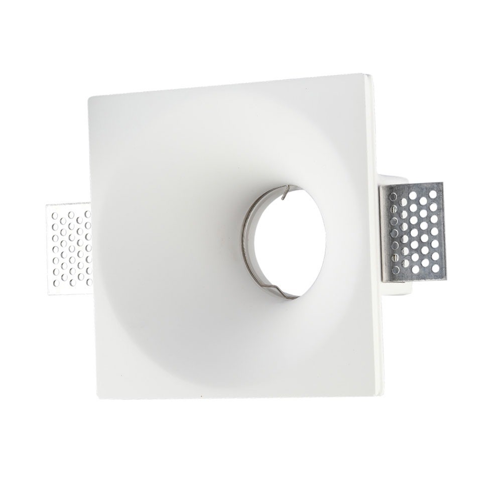 Gu10 Gips Lampe Ring Indspartling, Forkantet, Hvid fra V-tac