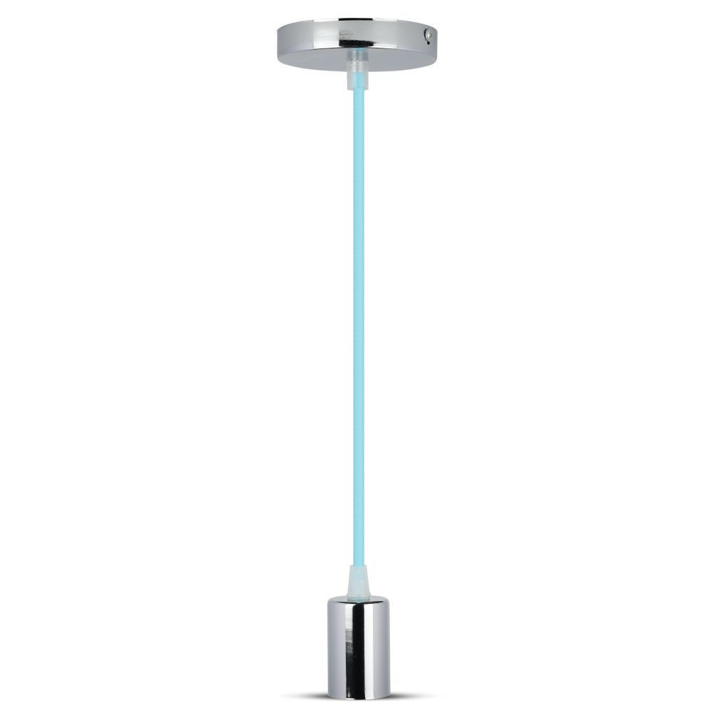 E27 Krom Metal Kop Pendel Lampe Lysblå fra V-tac