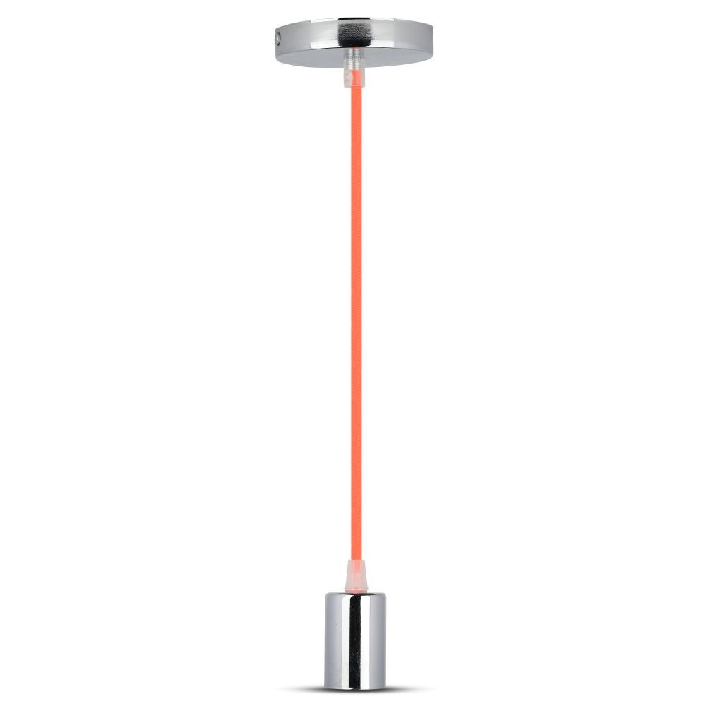 E27 Krom Metal Kop Pendel Lampe   Orange fra V-tac