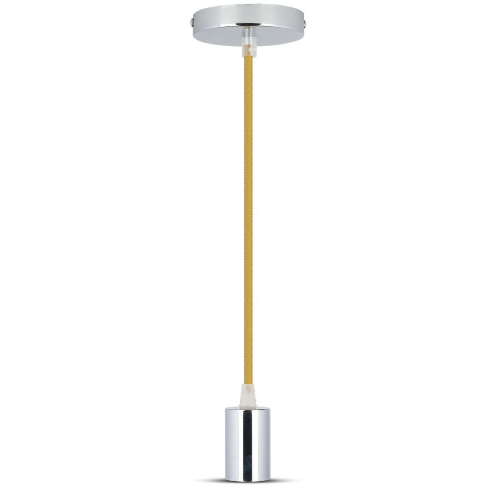 E27 Krom Metal Kop Pendel Lampe   Beige fra V-tac