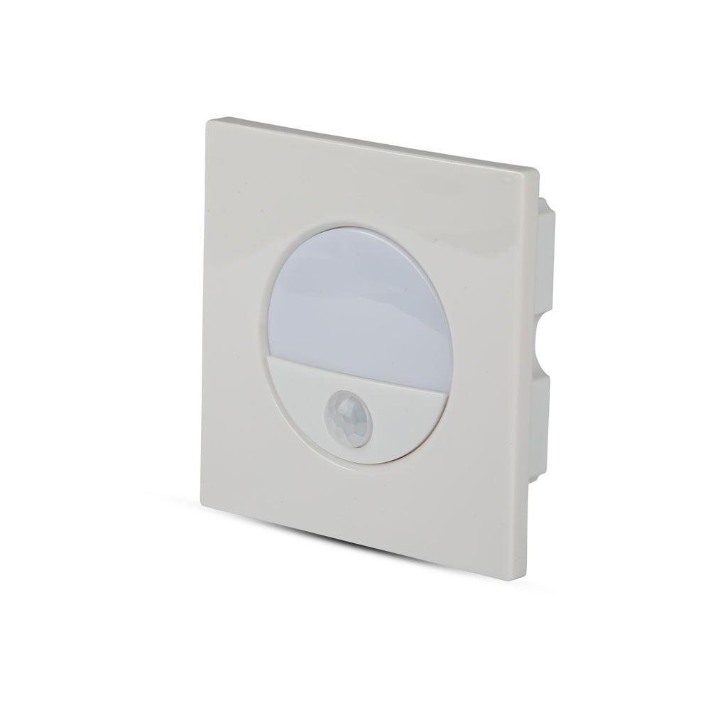 3w Led Indbygningsspot Med Sensor 4000k, 130 Grader Sensor, Aluminium, Hvid Kant Kulør : Neutral fra V-tac