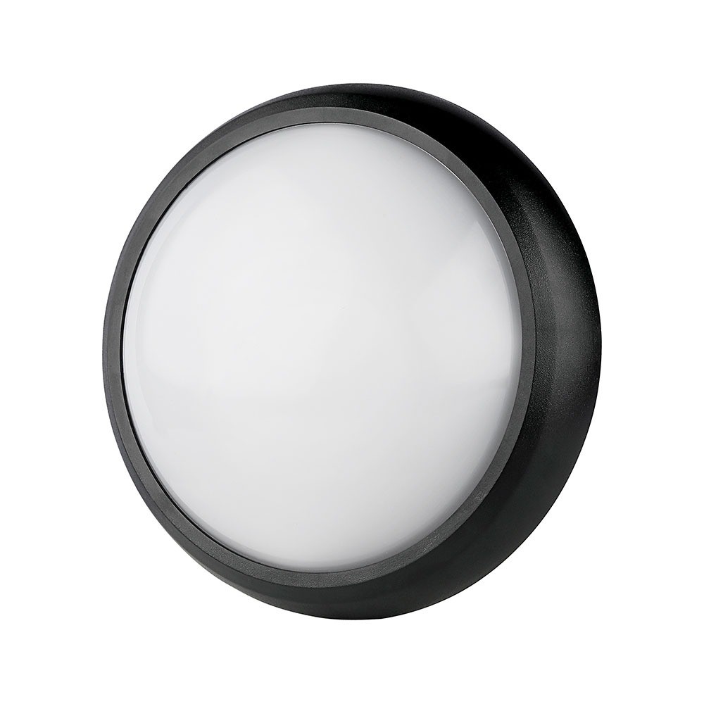12w Ip54 Dome Lys   3000k, Sort, Fuld Rundet, Hus   Kulør : Varm fra V-tac