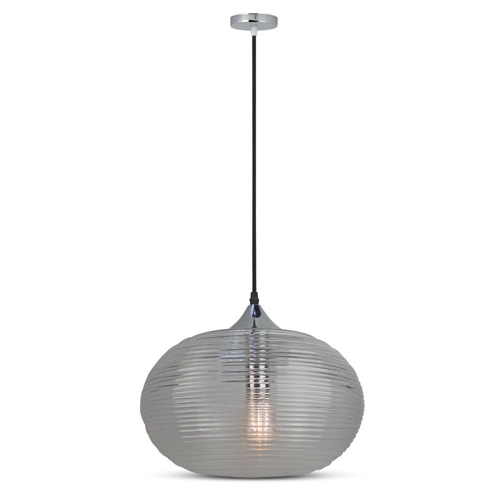 Diamantskåret Glas Pendellampe, Sort, ø350, E27 fra V-tac