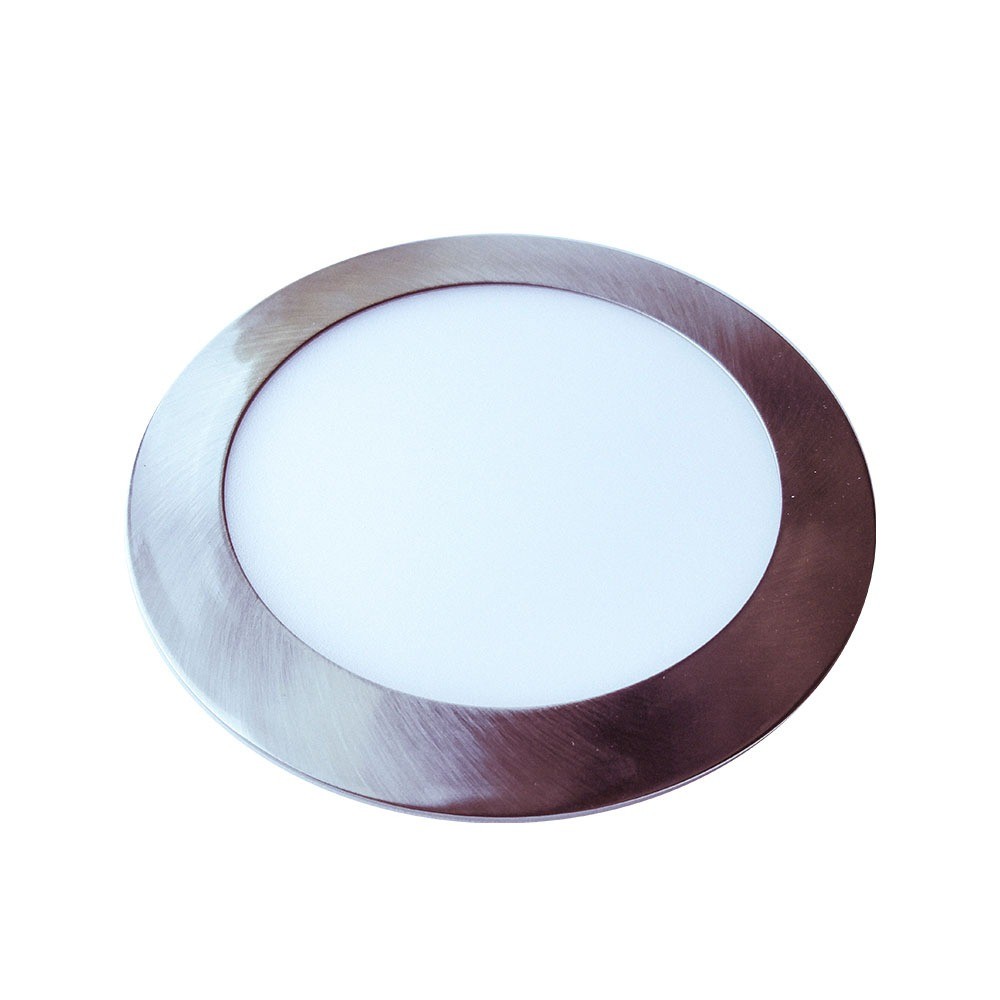 24w Led Slim Panel Lys Satin Nikkel, 3000k, Rund Kulør : Varm fra V-tac