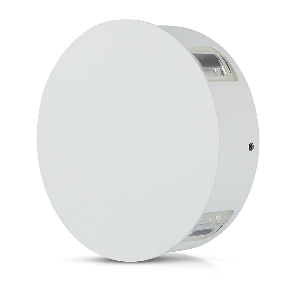 4w Væglampe   Led, 3000k, Ip65, Hvid, Hus, Rundt   Kulør : Varm fra V-tac