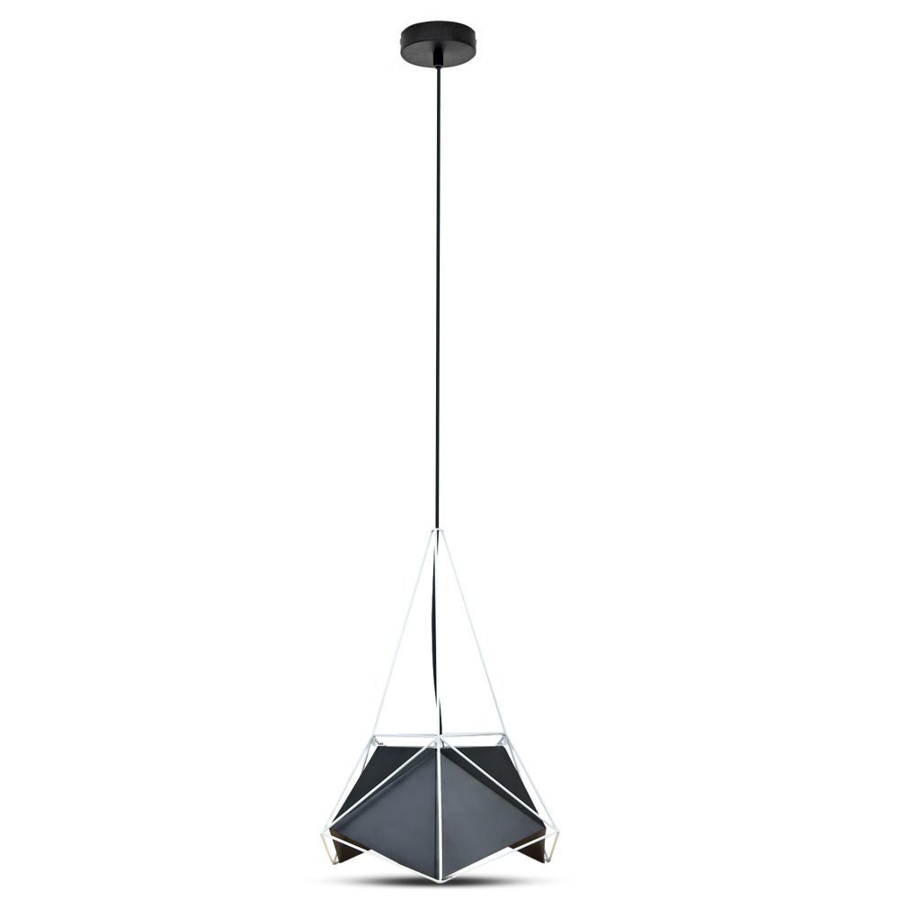 Prism Pendel Lampe   Sort Lampeskærm Med Hvid Ledning, ø400*540mm fra V-tac