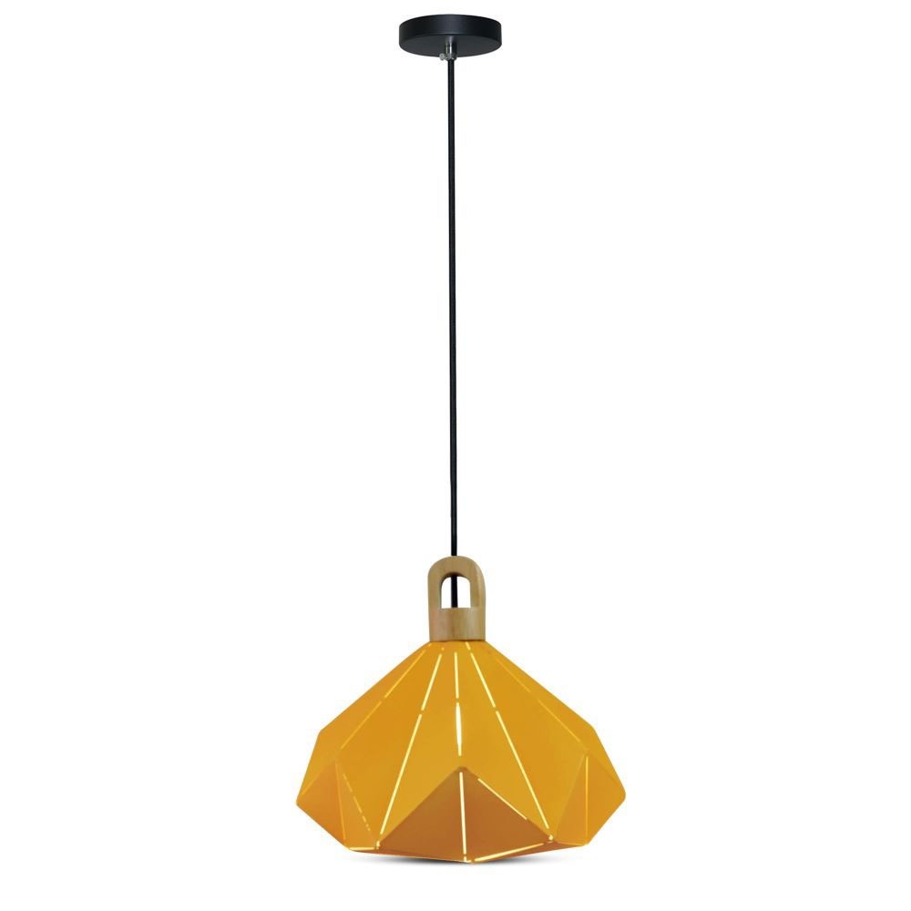 Pastel Træ Prisme Gul Pendellampe (e27) ø320*270mm fra V-tac
