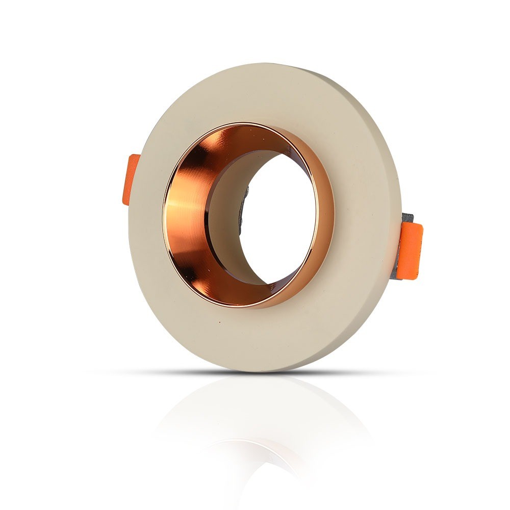 Gu10 Gips Metal Offwhite Med Mat Rosaguld Bund Rund fra V-tac