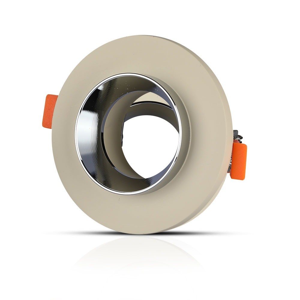 Gu10 Gips Metal Mat Hvid Med Krom Bund Rund fra V-tac