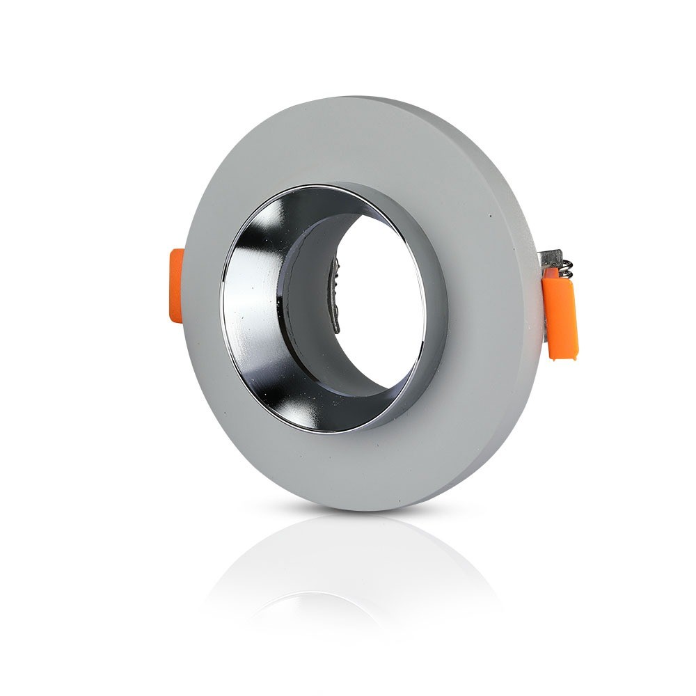 Gu10 Gips Metal Grå Beton Med Chrom Bund Rund fra V-tac